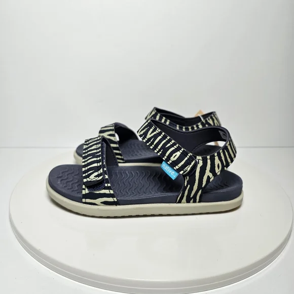 Native Charley Print Sandal Hook-And-Loop Adjustable Straps Zebra Black White 12